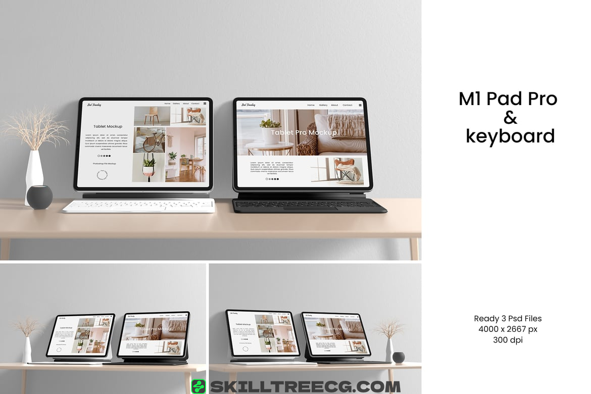M1 Pad Pro With Keyboard Mockup V.1（718650）-技能树